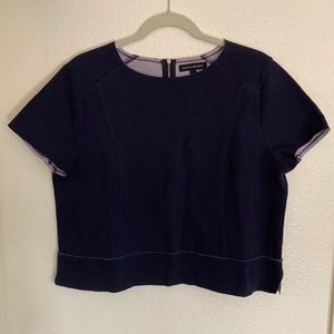 Banana Republic structured zipper back top with raw hem